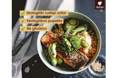 Terijaki lašiša su rudaisiais ryžiais bei pupelėmis Terijaki lašiša su rudaisiais ryžiais bei pupelėmis